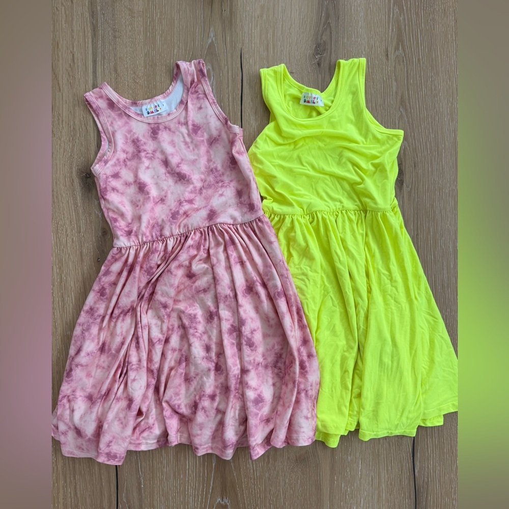 Dot Dot Smile Pink and Yellow Kids Dresses